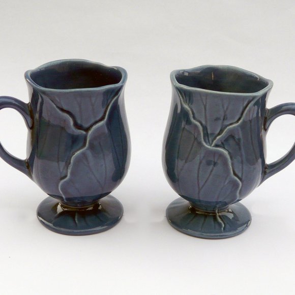 🔴 = 3 for $50! Metlox Lotus blue ceramic mugs, California - Picture 1 of 8